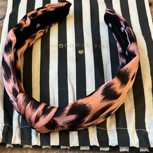 Lele Sadoughi Blush Leopard Knotted Headband